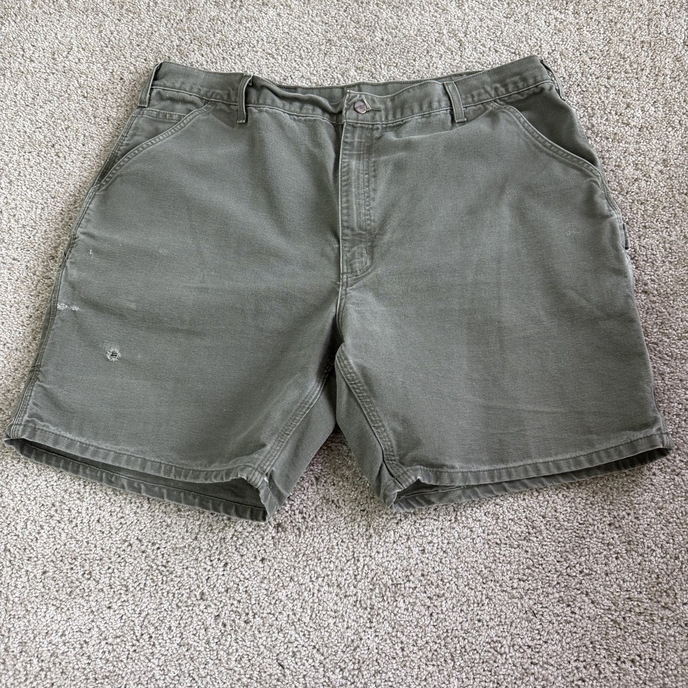Carhartt Cargo Shorts Mens 42 Green Cotton Canvas Regular Fit Workwear Casual